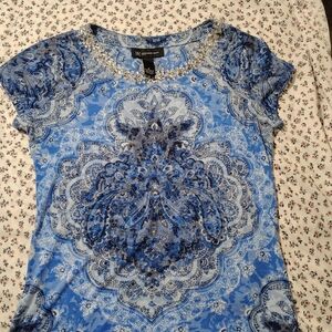 Y2k Blue Gemstone Top